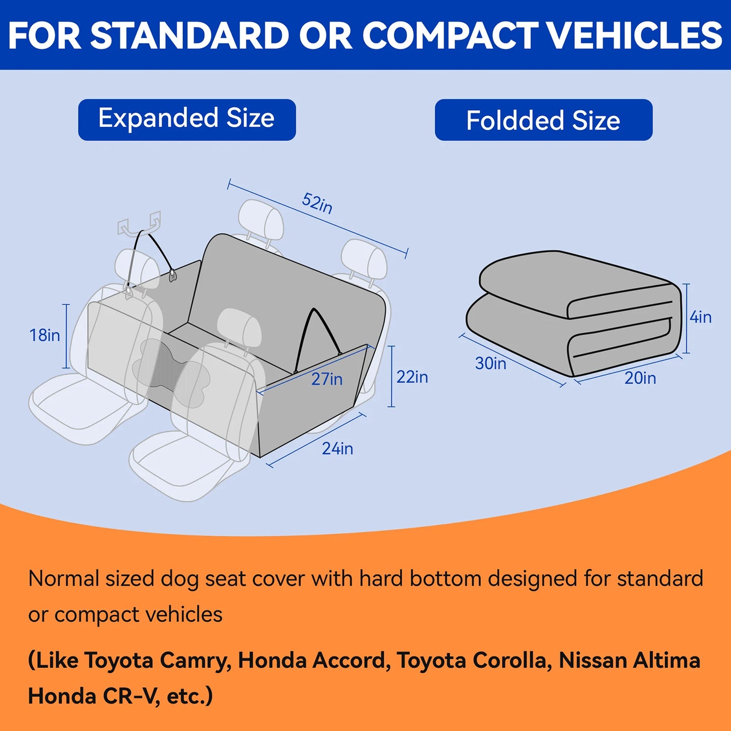Pet Car Seat Protector for Dogs Adjustable Non-Slip Waterproof Fabric Easy to Clean Universal Fit for Cars SUV Van Travel Safet